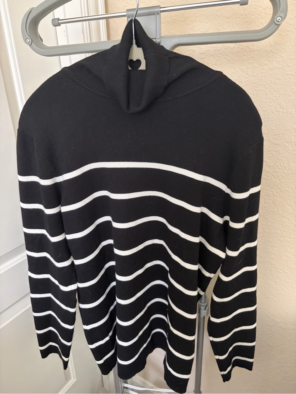 Chico's Black and White Striped Turtleneck Sweater